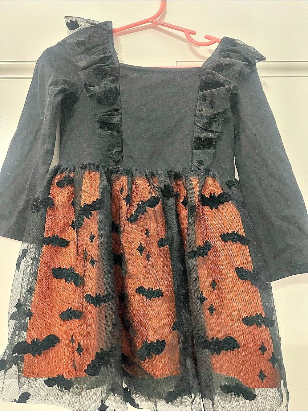 Cat & Jack Toddler Girls' Halloween Bat Long Sleeve Tulle Dress 2T